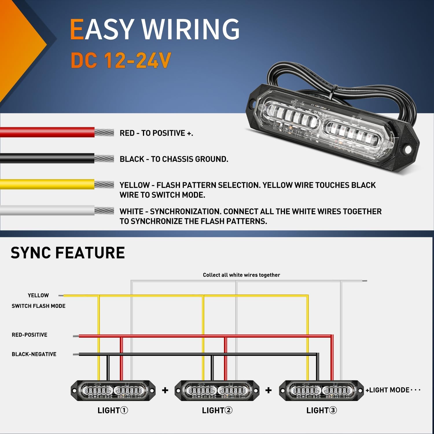 Nilight 8PCS Led Strobe Lights 12LED Blue Emergency Light 12V 24V Surface Mount Flashing Warning Hazard Beacon Ultra Slim Sync Feature Mini Grille for Cars Trucks Off Road Vehicles SUV