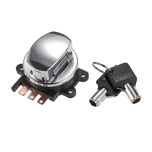 uxcell 1 juego de interruptor de encendido con cubierta 2 llaves redondas para Harley Softail Road King FLHR interruptor de encendido llave de