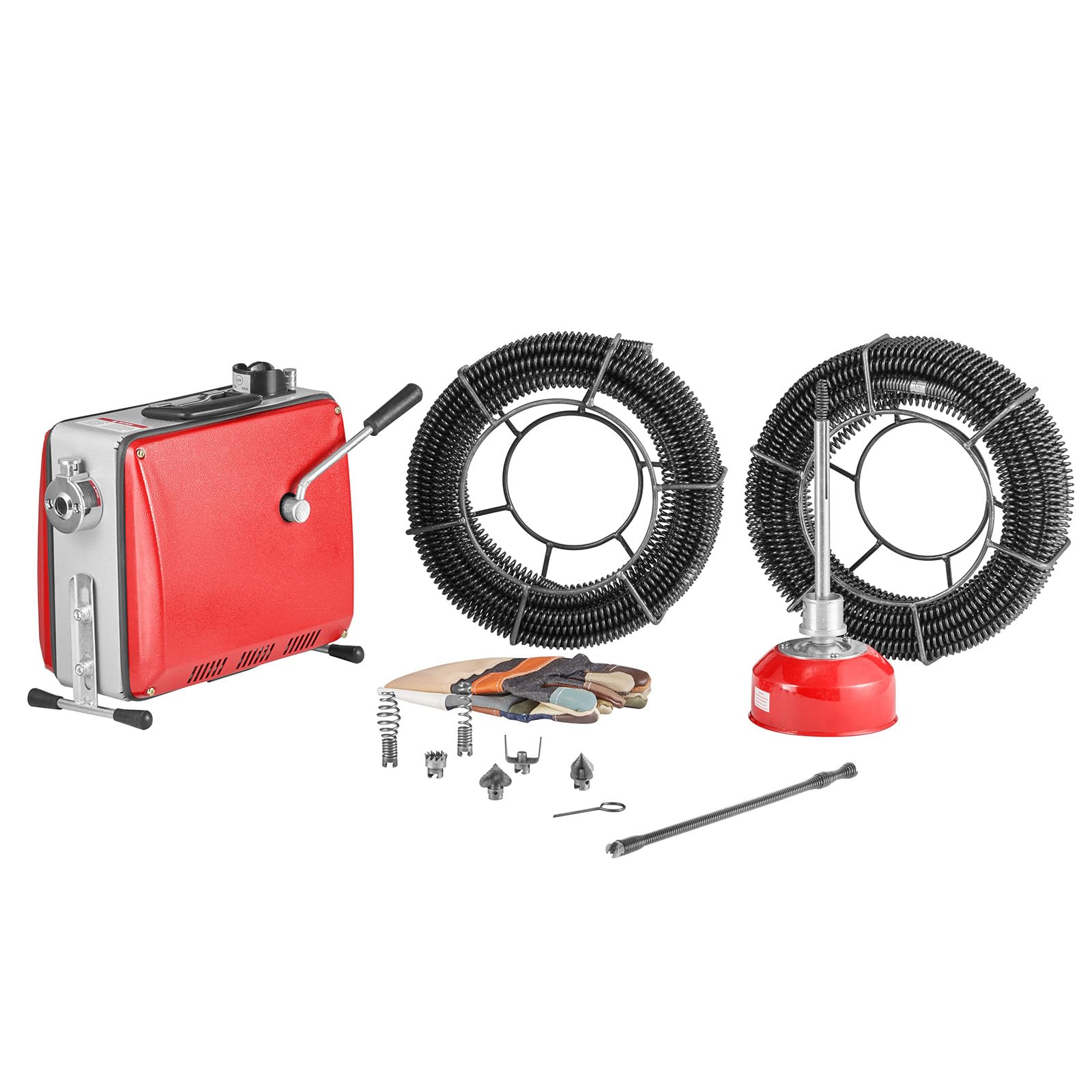 VEVOR Macchina Sturatubi Elettrica per Scarico di Tubi, 500 W, 1400 giri/min, con Cavo a Molla in Acciaio, Pulitrice per Tubi di Scarico con 6 Taglierine Diametro 50-110 mm, Docce, Bagno, Cucina