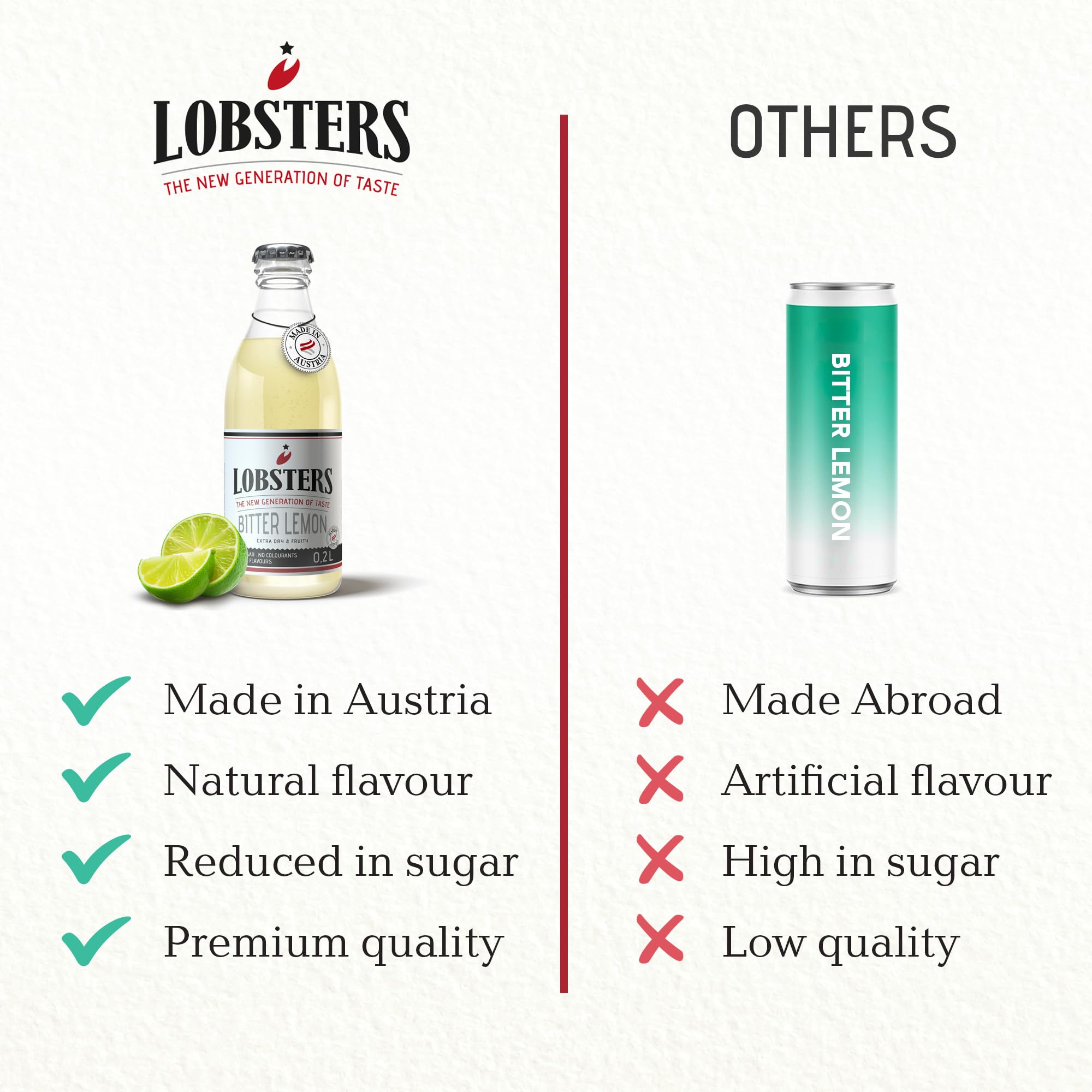 Lobsters Bitter Lemon 24 x 0,2l Dry Fruity Cocktail Mix Vodka Lemon Lemon Spritz