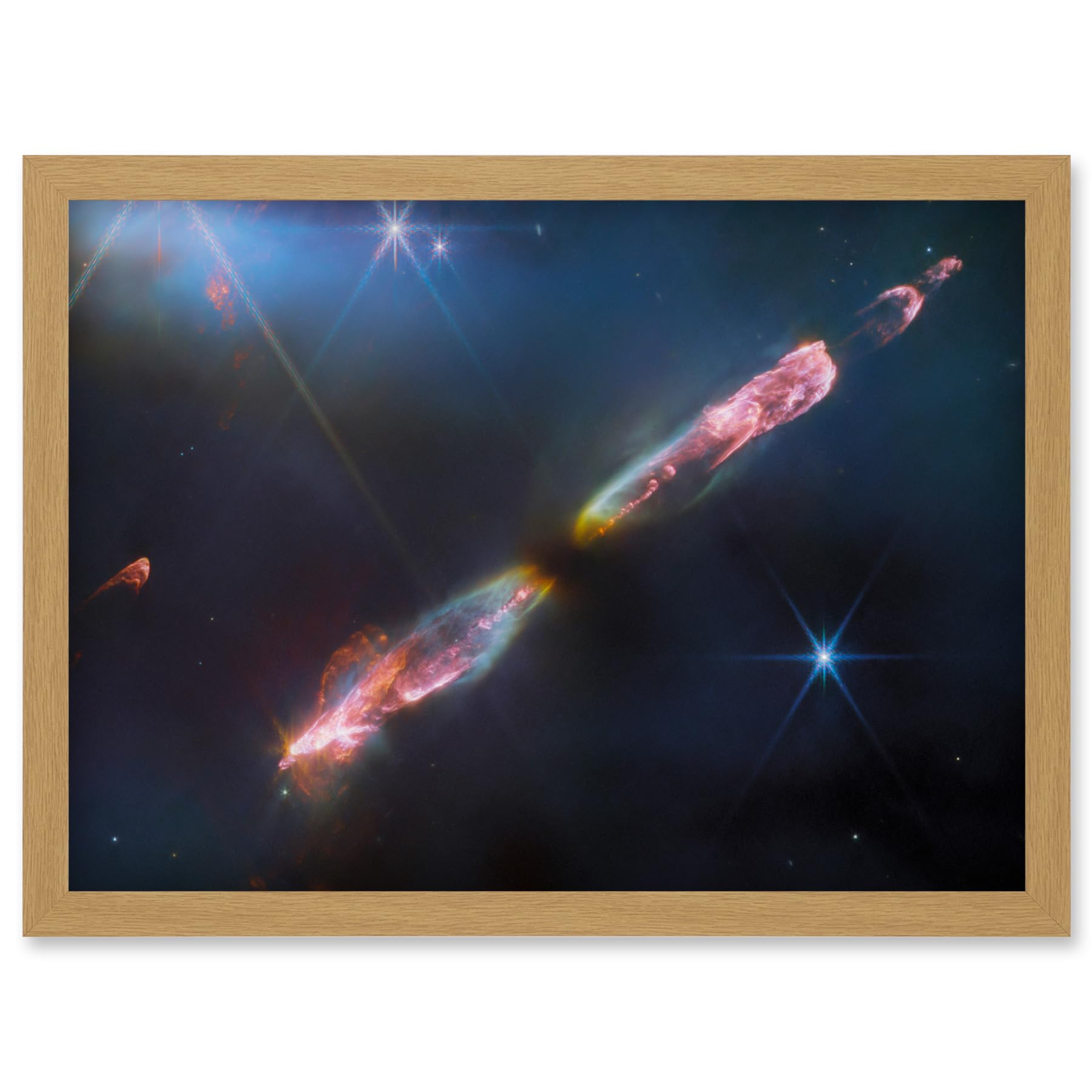 Artery8 NASA James Webb Telescope Infrared Image Supersonic Outflow of Young Star Space Bipolar Jet from Central Protostar Herbig-Haro 211 Stellar Birth Artwork Framed A3 Wall Art Print