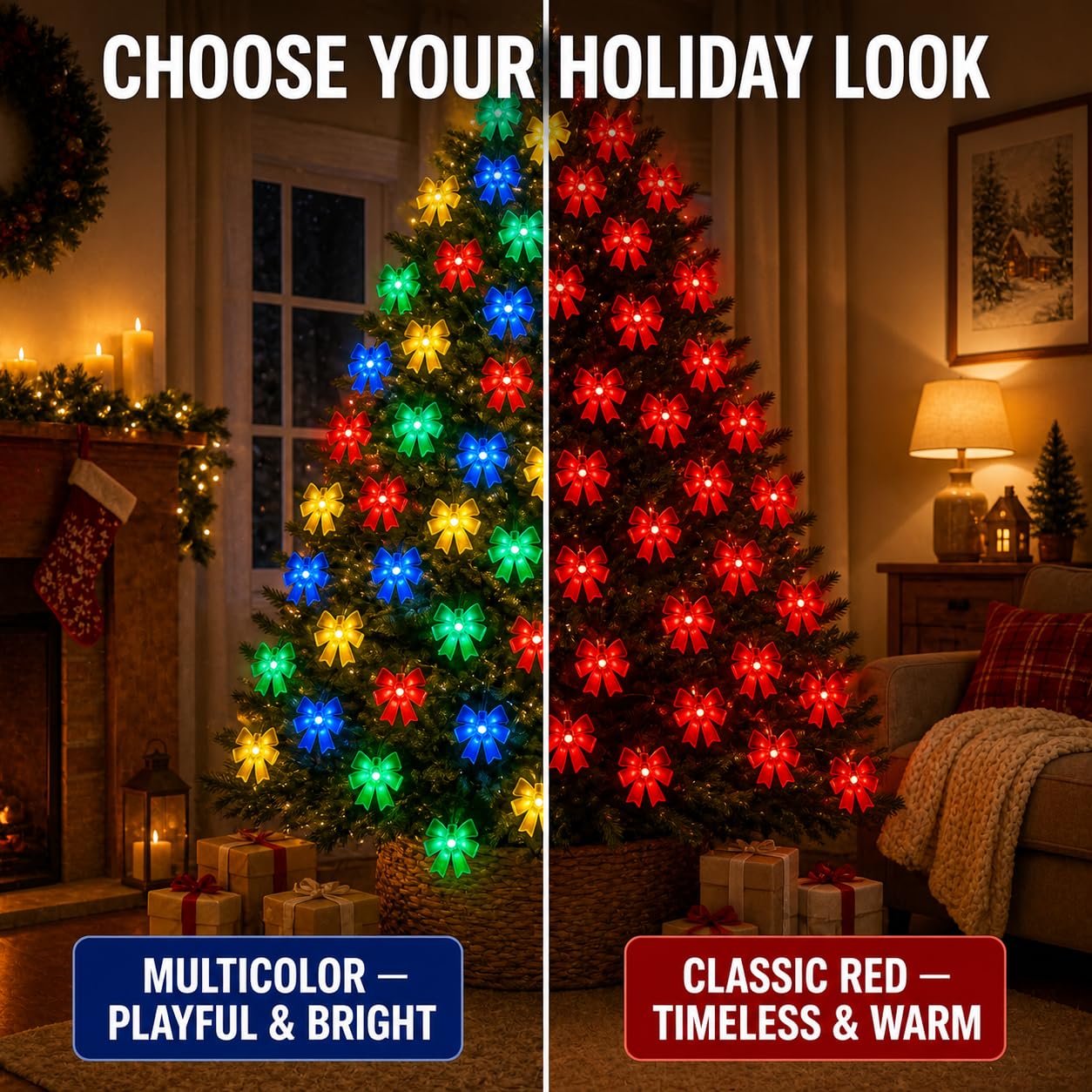 Guirnalda de 50 luces LED de Navidad, decoración navideña para interiores