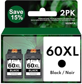 60XL 60 XL Ink Cartridge 2 Pack Black Replacement for H.P 60XL DeskJet D1660 F4235 F4280 F4435 F4480 F4580 PhotoSmart C4650 C4680 C4780 D110a Envy 100 120 Printer Ink | CC641WN