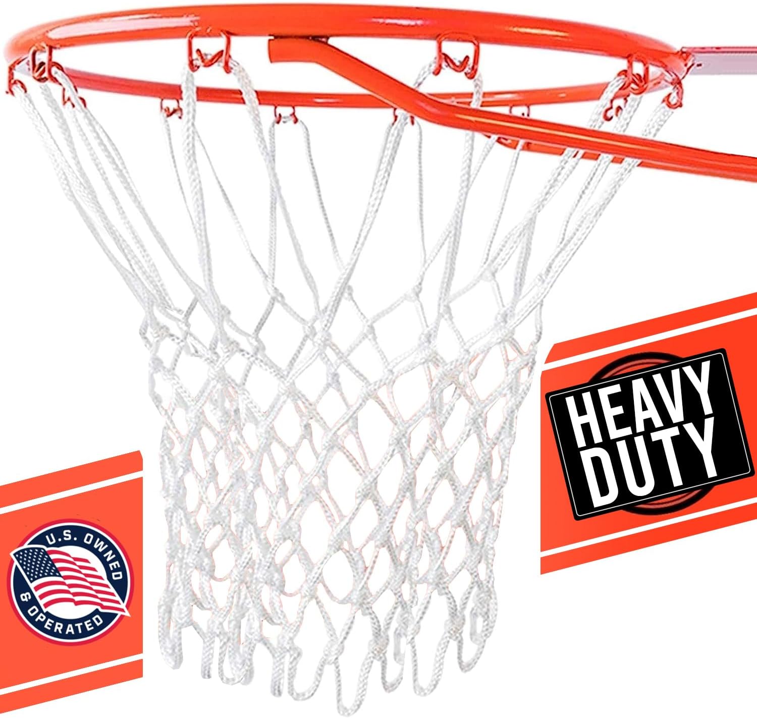 Basketball Net Replacement Heavy Duty - 12 Loops, Professional All Weather Anti Whip Nets, Fits Standard Indoor or Outdoor Rims - Premium Basketball Accessories - Hoop Net
