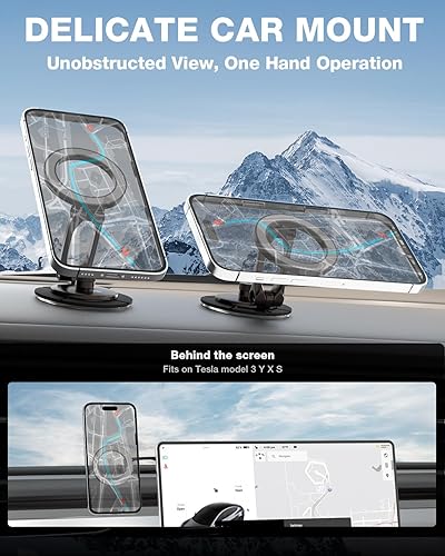 Miniatura 4 de Smolink Soporte de teléfono Tesla, soporte magnético de metal fuerte para automóvil Dashborad y Tesla Model 3YSX, plegable oculto para soporte de
