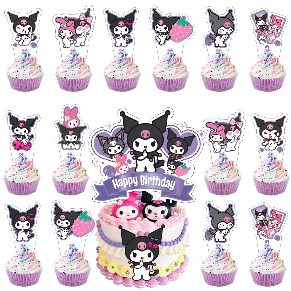 25 Pcs Cute Cake Topper and Cupcake Toppers Set Birthday Party Su...