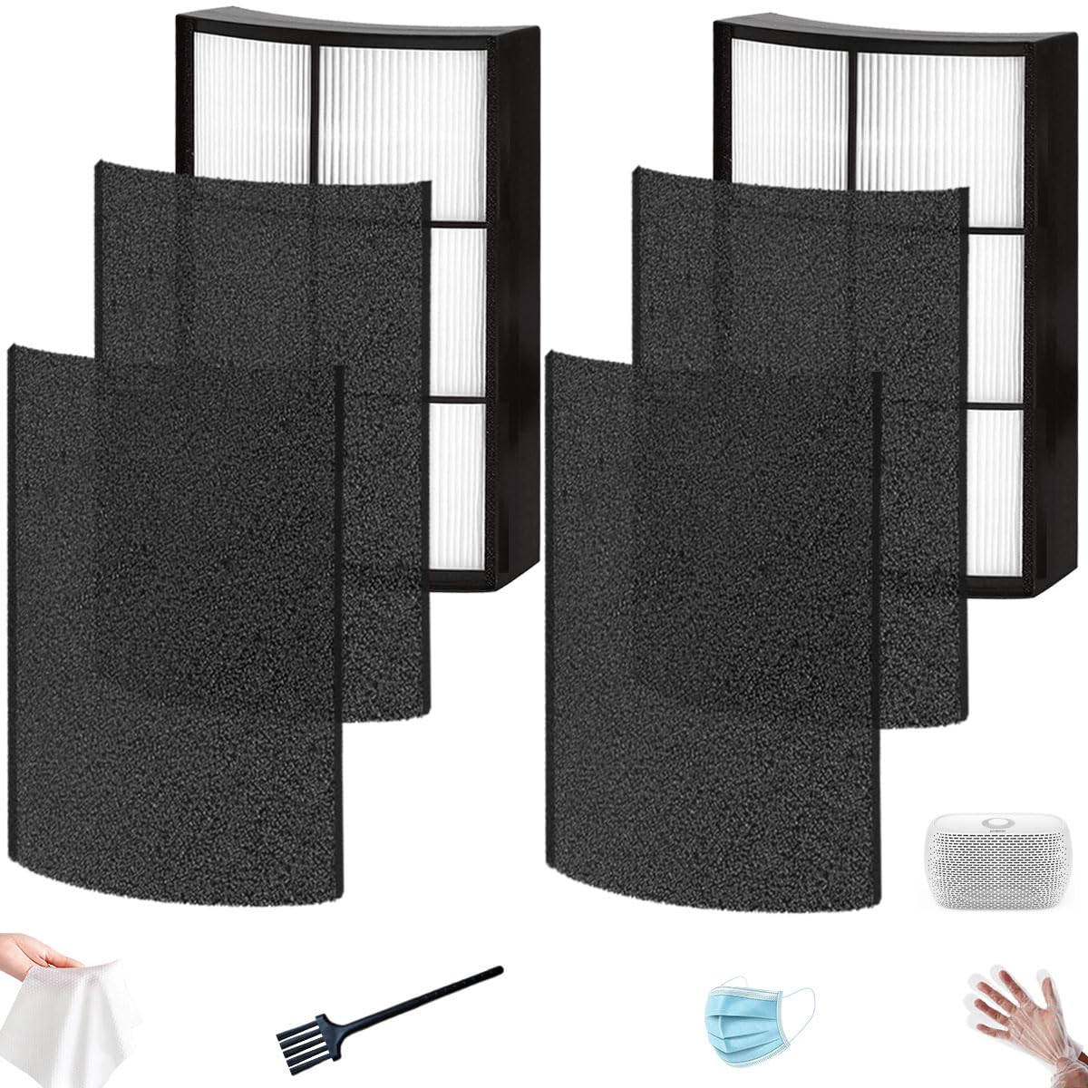 PECOMFIL Breeze Filter Replacement for Purezone Breeze Tabletop Air Purifier PECOMPAP 2-in-1 HEPA Activated Carbon 2 Packs with Brush