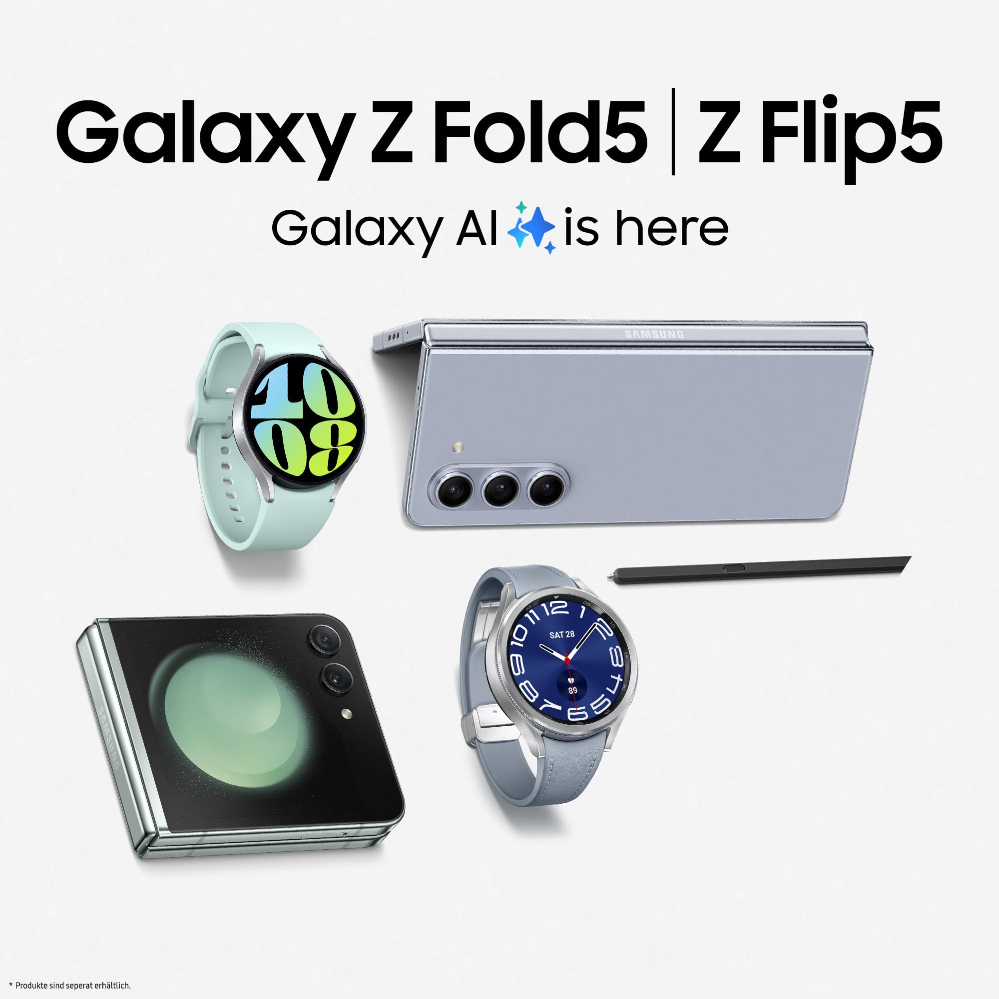 Samsung Galaxy Z Flip5 Faltbares AI-Android-Smartphone ohne Vertrag, Handy, 512 GB, Ausdauernde Akku-Laufzeit, Klappbares Design, Lavendel, Inkl. 36 Monate Herstellergarantie [Exklusiv bei Amazon]