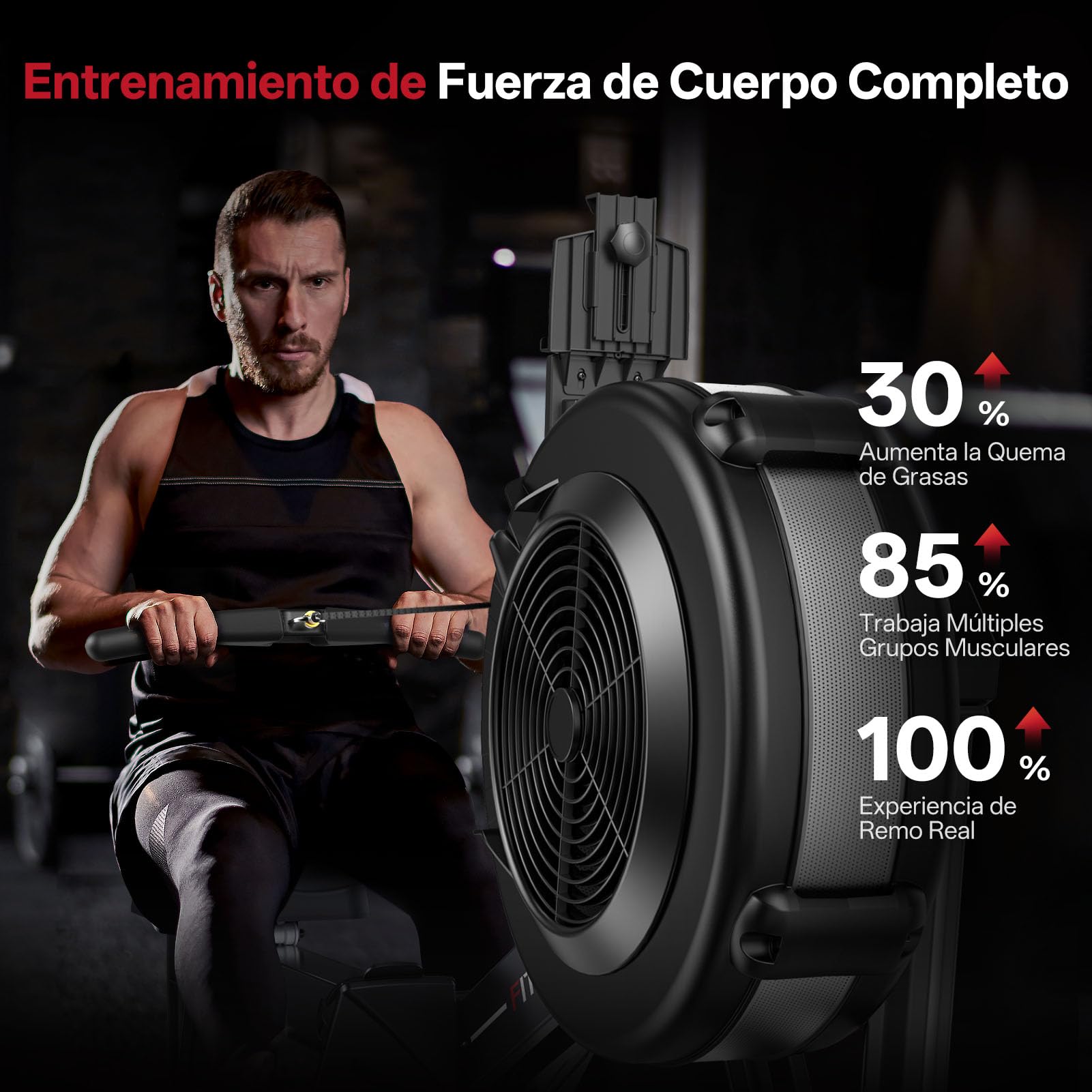 PASYOU Máquina de Remo- Maquina Remo Plegable con Resistencia de Aire, 10 Niveles de Resistencia, Monitor con Lluminación Trasera Bluetooth, Dispositivos de Ángulo Ajustable, Carga de 150KG