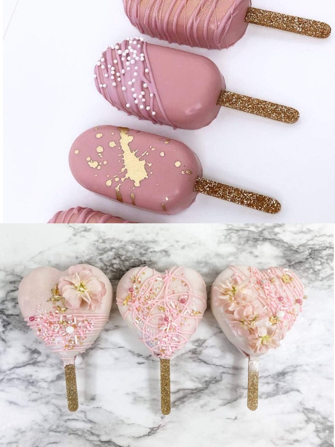 20 Pcs Acrylic Cakesicle Popsicle Sticks for Ice Creamsicle Candy Apple (Mirror Gold)
