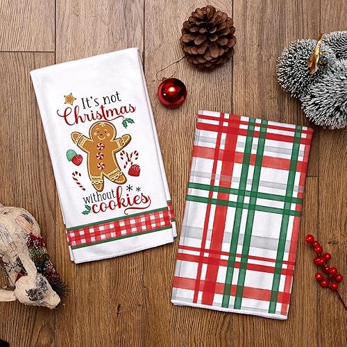 Miniatura 4 de ARKENY AD017 - Juego de 2 paños de cocina de Navidad para decoración de Navidad, 18 x 26 pulgadas, para hombre de jengibre, toalla de mano de