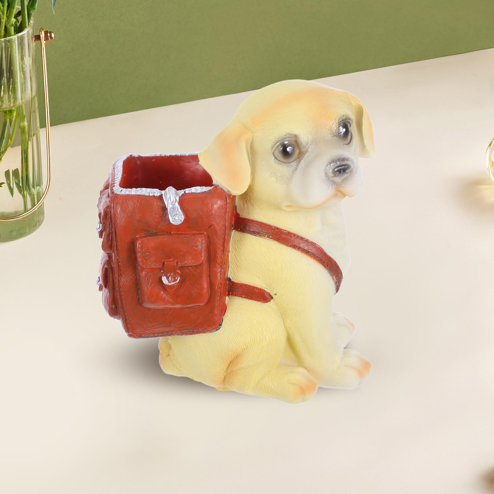 PRETYZOOM Portapenne e Facile da Pulire in Resina per Organizzatore Desktop per a Forma di Cane Marrone Carino per Ufficio e Spazio di Lavoro