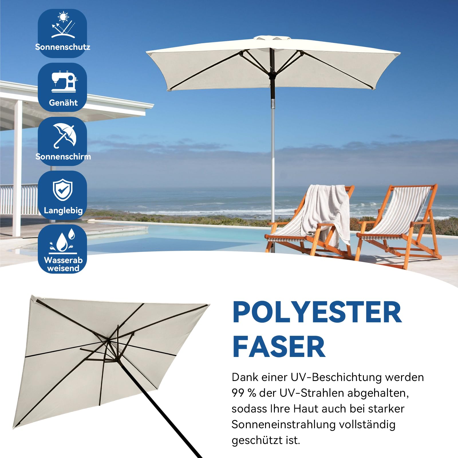 Toile de Rechange pour Parasol, Housse de rechange pour parasol pour jardin