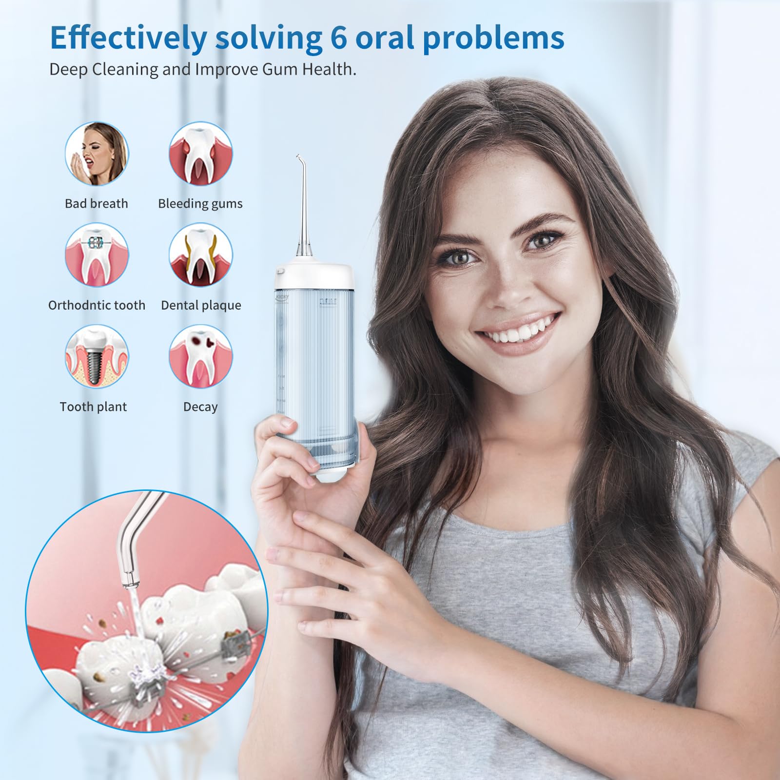 Water Flosser Dental Oral Irrigator Water Teeth Cleaner Pick, Telescopic Water Tank, 4 Modes, IPX7 Waterproof, Mini Portable Home Travel Best for Teeth, Braces Bridges Care, Packaging Vary K42 (K42)