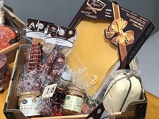 ESTOCK1FOOD Cesta Regalo Natalizio con Salumi, Specialità Di Salumi Calabresi Pacco Alimentare Nduja, Peperoncino Formaggio Box Regalo