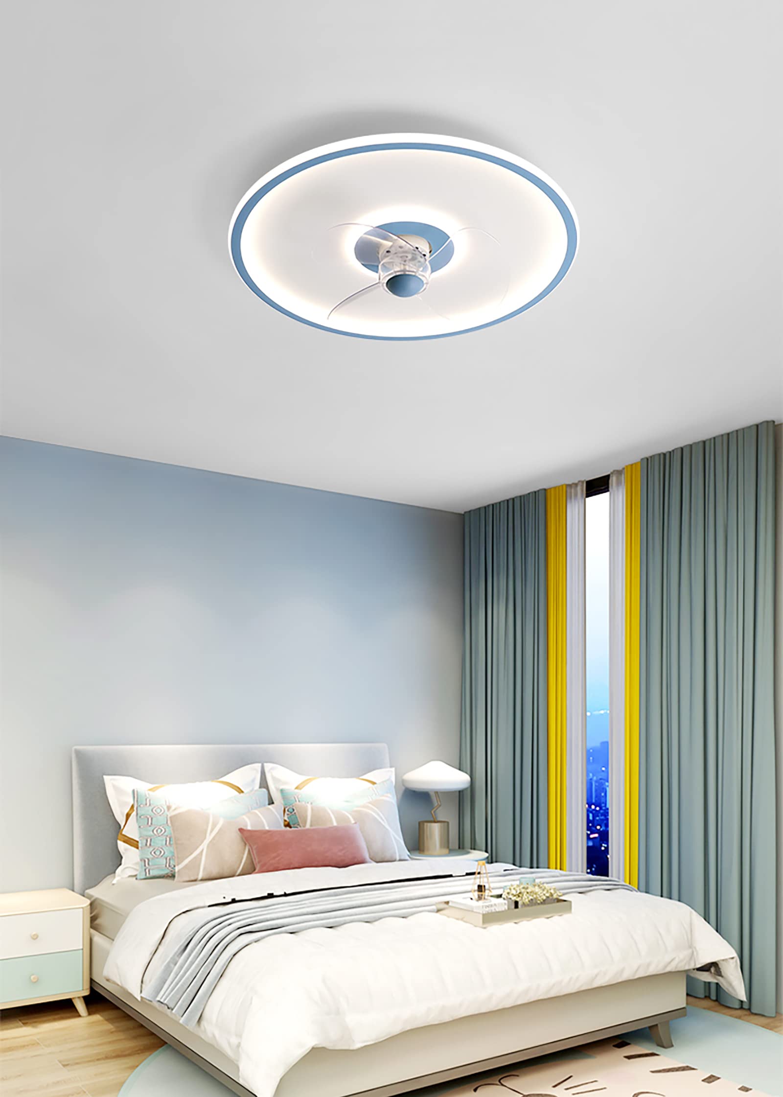 HXYSXHJUO Fan Lights, Ceilifans with Lights and Remote for Bedrooms Ceilifan Childrens Withps Silent in Lightifan Light/Blue