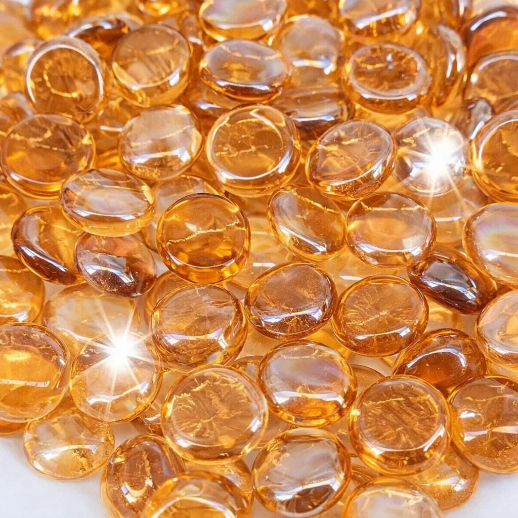 SPHINX Gold Color Glass Pebbles for Vase Decoration, Premium Shiny Glass Filler Stones for Table Decor, Wedding Centerpieces, 500gm