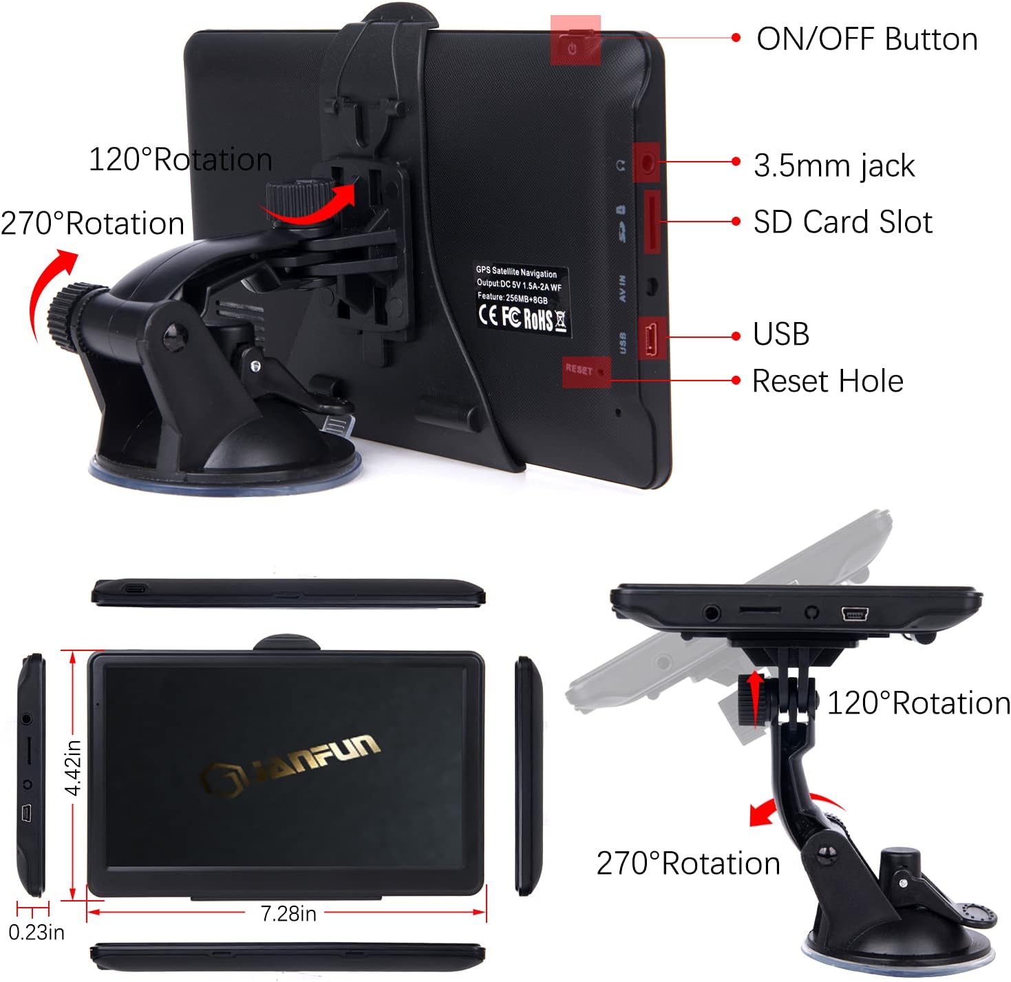 GPS Navigation for Car, Latest 2021 Map Touchscreen 7 Inch 8G 256M Navigation System with Voice Guidance and Speed ​​Camera Warning, Lifetime Free Map Update: GPS & Navigation