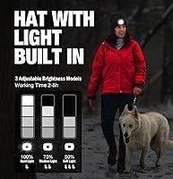 Vista 2 de MELASA Gorro LED con guantes de invierno ligeros para hombres y mujeres, sombreros de punto recargables por USB, guantes cálidos con forro polar