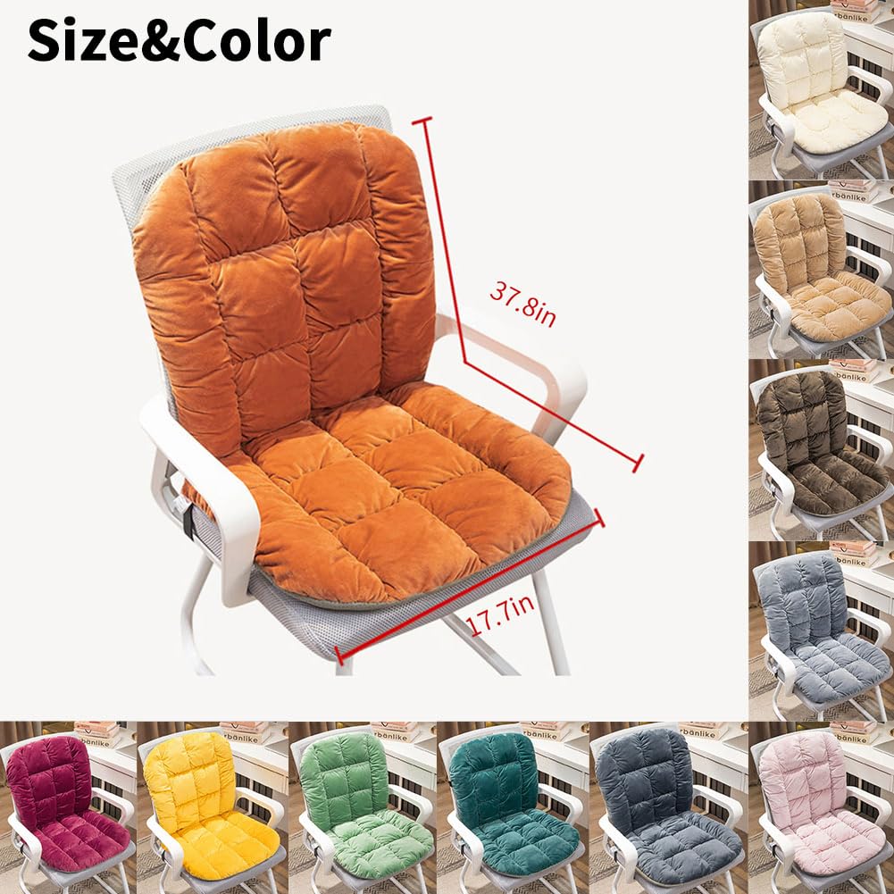 GKWW Desk Chair Cushion Non-Slip Rocking Seat Cushion Office Chair Pad Dorm Seat Cushion with High Back Support Soft Seat Pad with Ties for Office Car Home Dining Room Kitchen