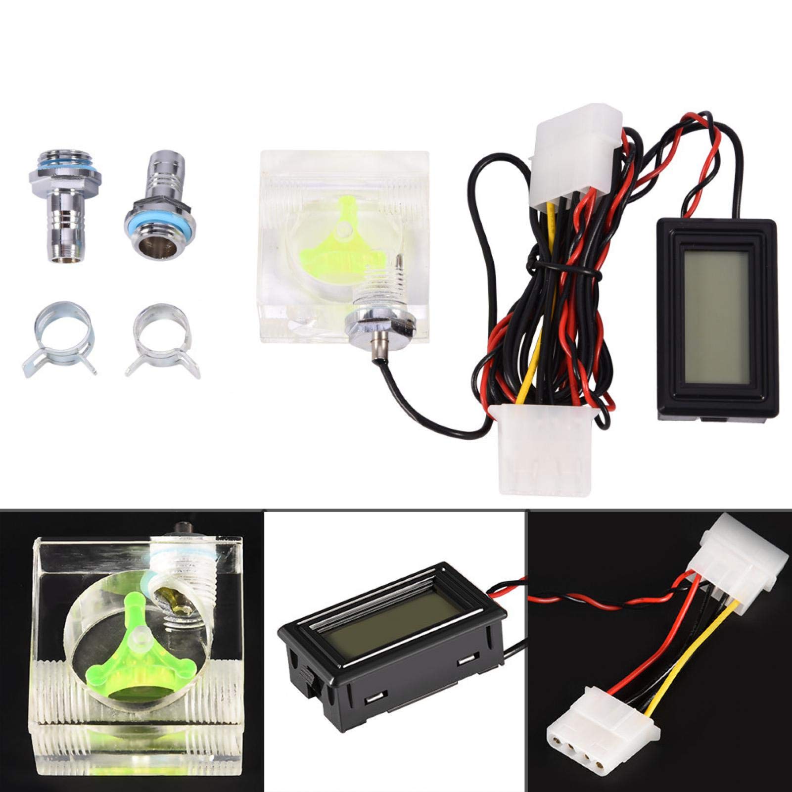 Indicatore del Flusso D'acqua, Termometro per Raffreddamento ad Acqua per PC a 3 Vie per Computer, Misuratore di Portata Termometro Digitale per PC Adatto per Kit per di Raffreddament