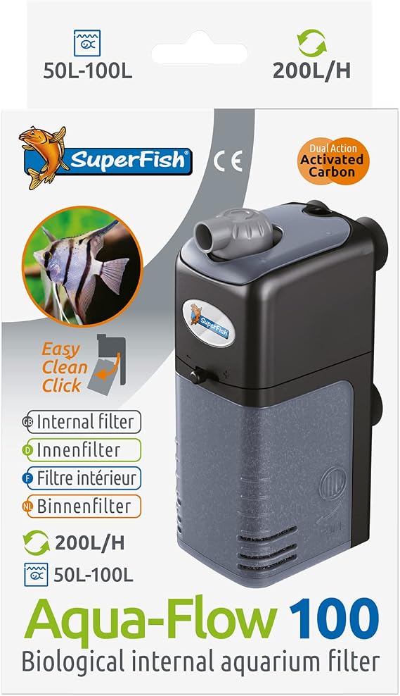 Superfish Aqua-Flow 100 Internal Filter 200L/H, Black