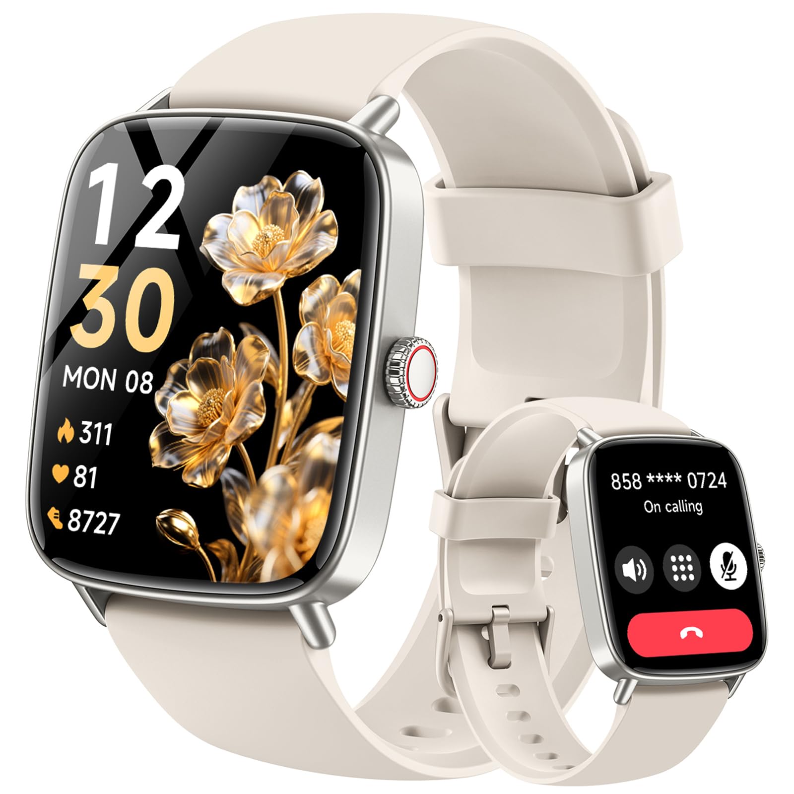 Smartwatch Damen 1.85" 2 Armbänder Metallrahmen für Samsung Android iOS