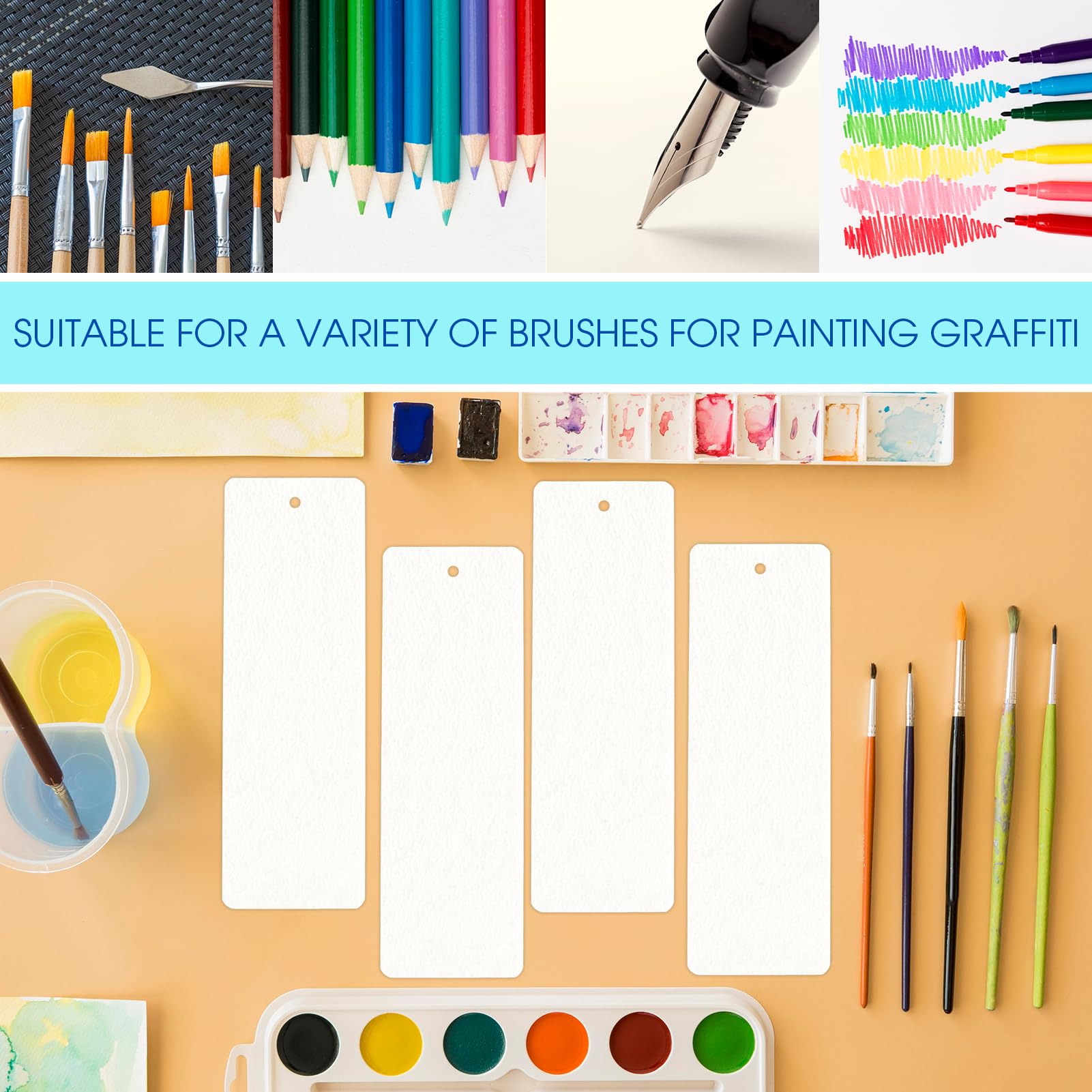 Aquarellpapier-Set – 75 Blatt + 75 Pinsel, Naturweiß, Dick & Saugstark – Perfekt Für Aquarelle, DIY & Lesezeichen