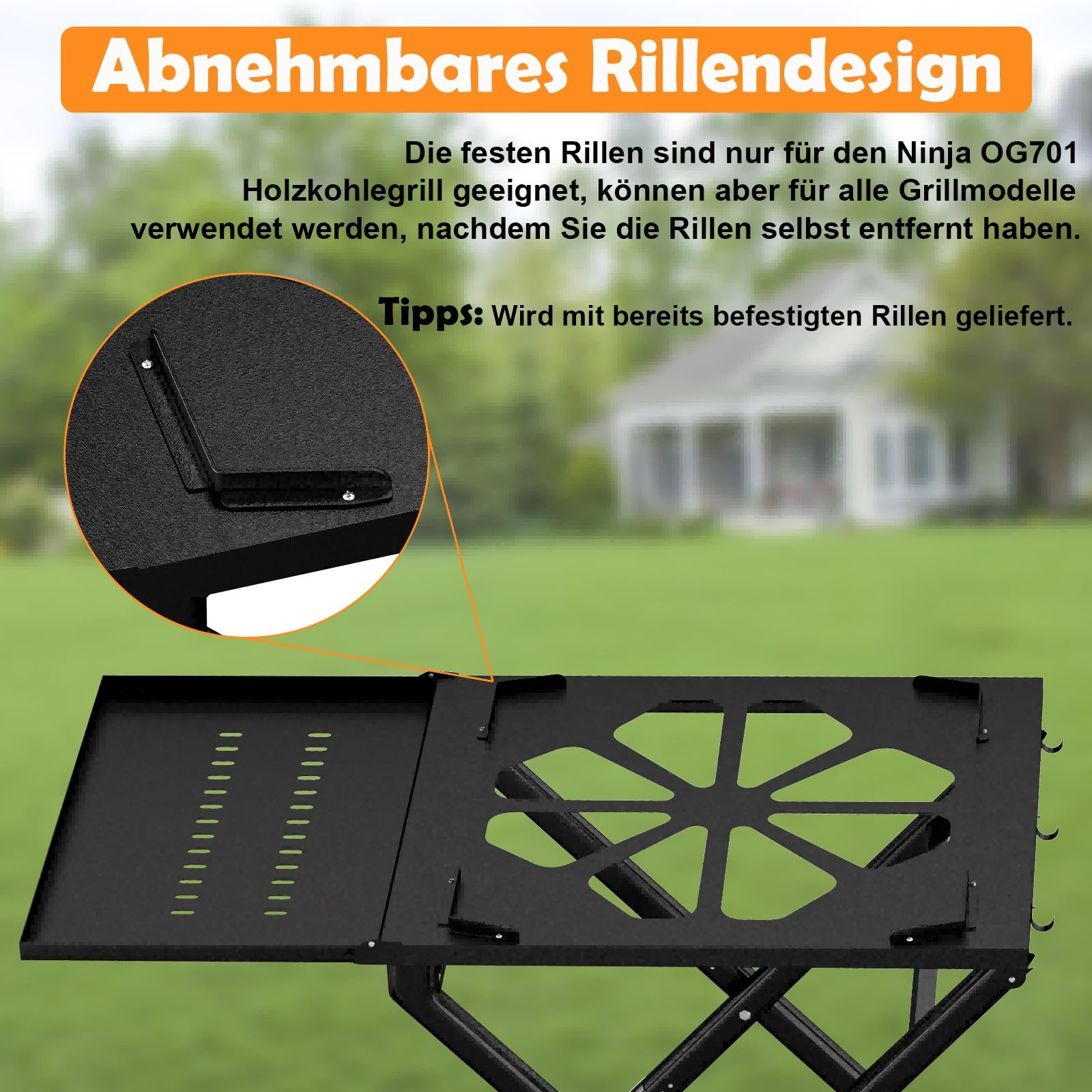Soporte para Parrilla Ninja OG701, Carros Plegables para Barbacoa al Aire Libre, Carrito de Plegable Portátil con Mesa