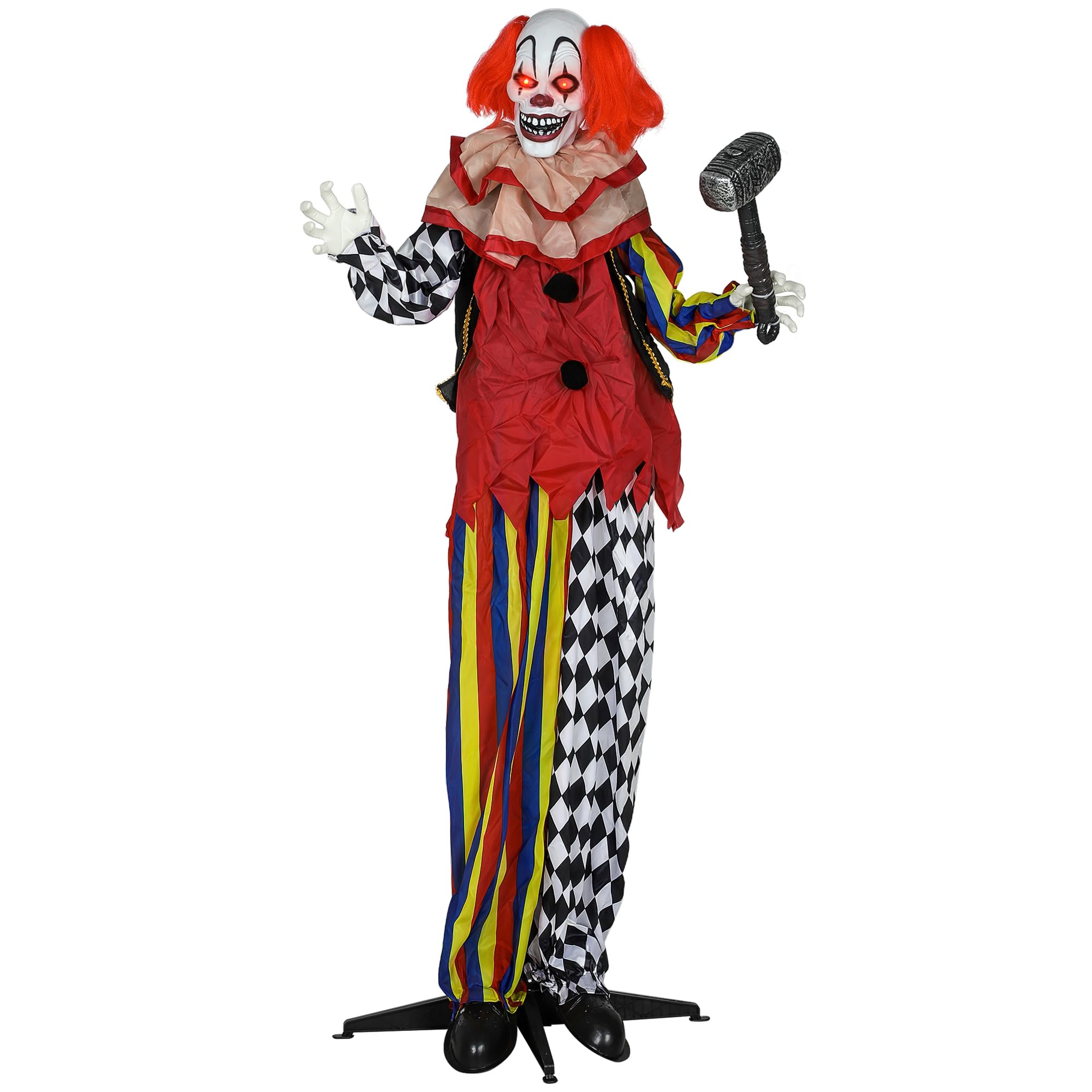 Outsunny 173 cm Life Size Halloween Animated Standing Clown with Hammer — image 1