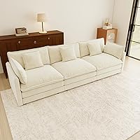 Vista 165 de Sofás seccionales grandes de 115.34" para sala de estar, sofá de pana color camel de asiento profundo de 3 plazas en forma de L, sofá seccional