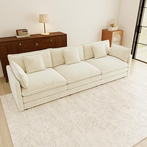 Miniatura 165 de Sofá gris de gran tamaño con una sola nube, sofás seccionales grandes de acento moderno para sala de estar, sofá modular de tela de chenilla, juego