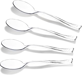 WDF 300 Pieces Clear Plastic Mini Spoons for Desserts 4 Inches Clear Plastic Spoons Heavy Duty Plastic Tasting Spoons Perfect for Cake, Desserts (Clear Spoons)