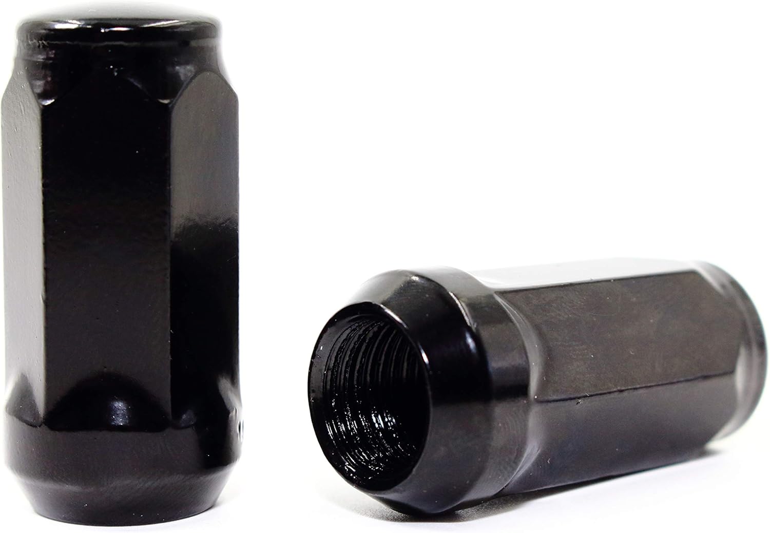 Set of 24 Veritek 14x1.5mm 1.75 Inch 45mm Overall Length 3/4 19mm Hex Black Lug Nuts for Aftermarket Custom SUV Truck Wheels