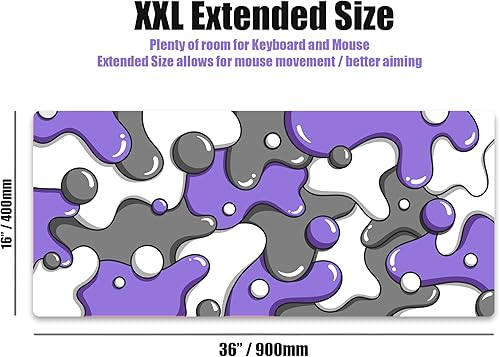 Miniatura 2 de Kraken Keyboards DRIP Edition XXL - Alfombrilla de mouse para juegos morado y blanco, alfombrilla de mouse artesanal profesional, alfombrilla de
