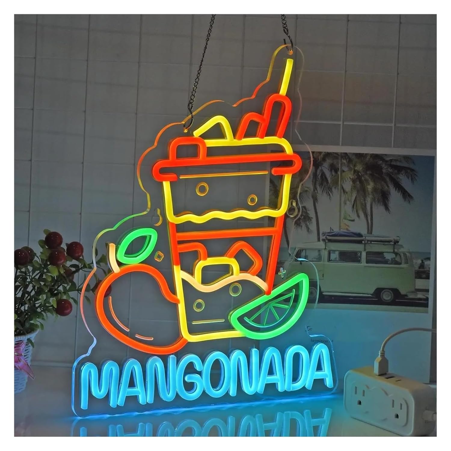 ネオンサイン LED Mangonada ネオンサイン USB調光LEDライト レストラン 店舗 フードスタンド ショップ バー パ