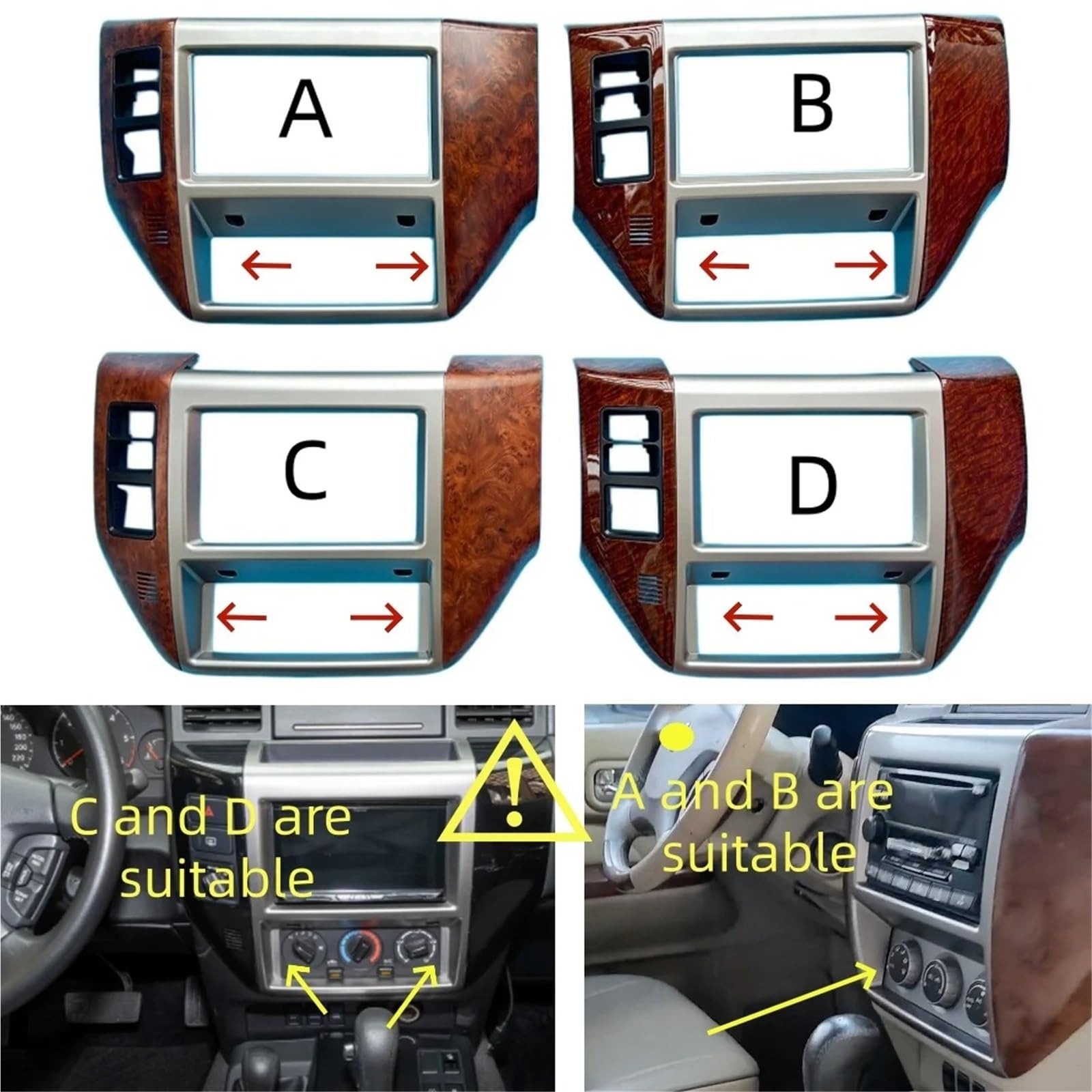 para Nissan Y61 1997-2006 Panel De Ajuste De Salida De Aire Acondicionado Control De Audio DV Car Center Marco Fascia Radio(C Wood 1 pcs)