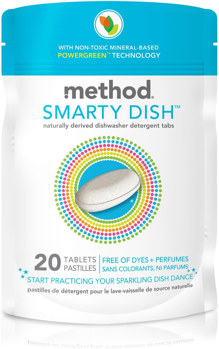 Method Smarty Dish Plus Dishwasher Detergent Packs, Fragrance Free, 20 Count (Pack 6)