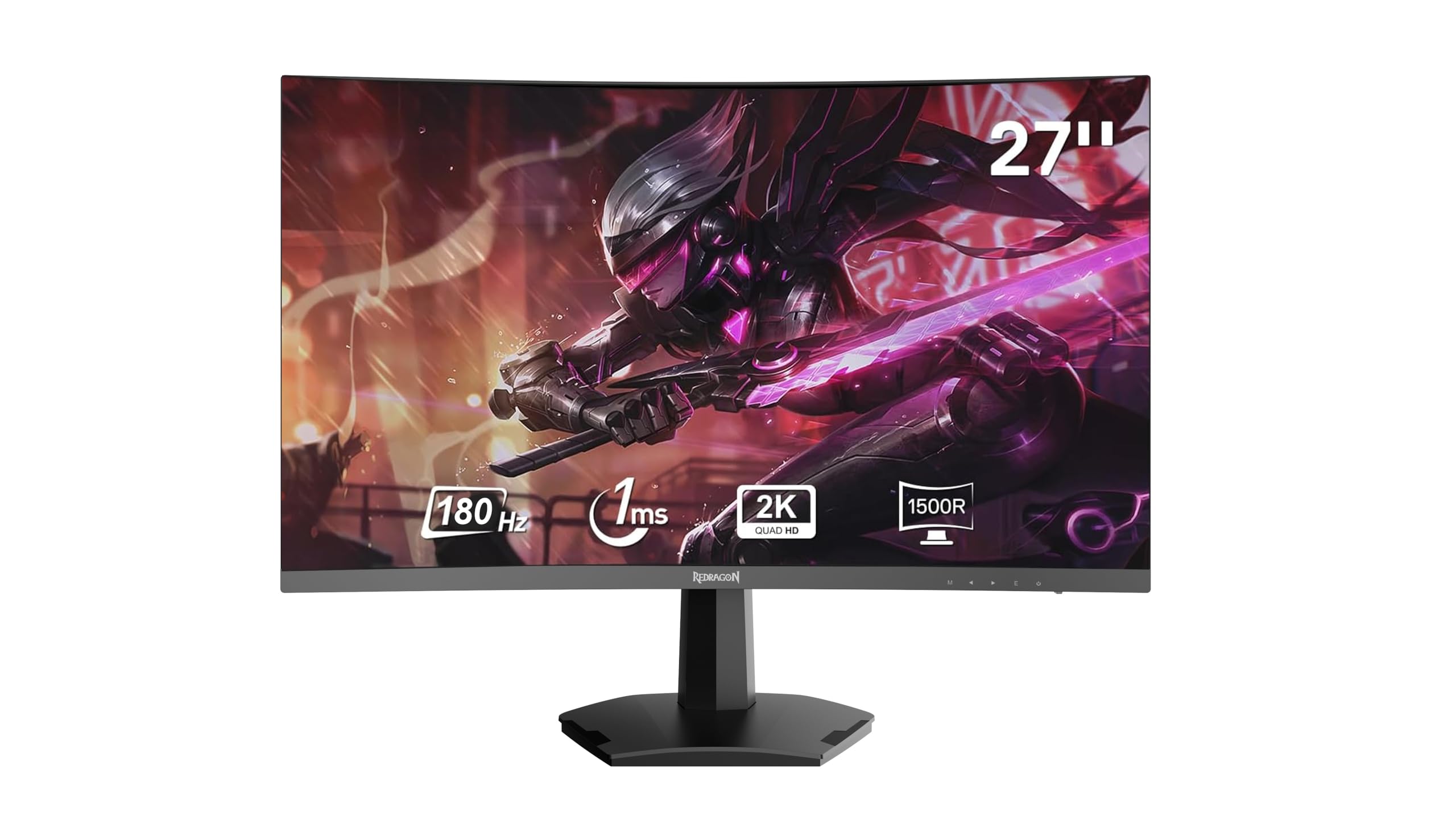 Redragon 27" 144hz/165HZ Curve Gaming Monitor, QHD 2K (2560X1440) IPS Frameless Computer Monitor, 1ms Response Time, HDMI & VGA Compatible, VESA Wall Mount