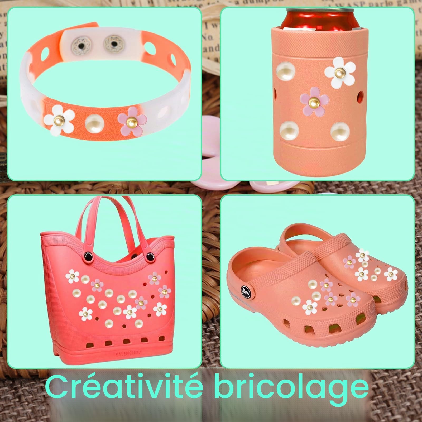 Charms Crocs Fleurs Bijoux de Chaussures Pins Crocs Fleurs Chaussure Bijoux avec Boutons Fleur Fleur Chaussure Charme Avec Boutons pour Femmes Sabots Sandales Pantoufles 36 Pièces