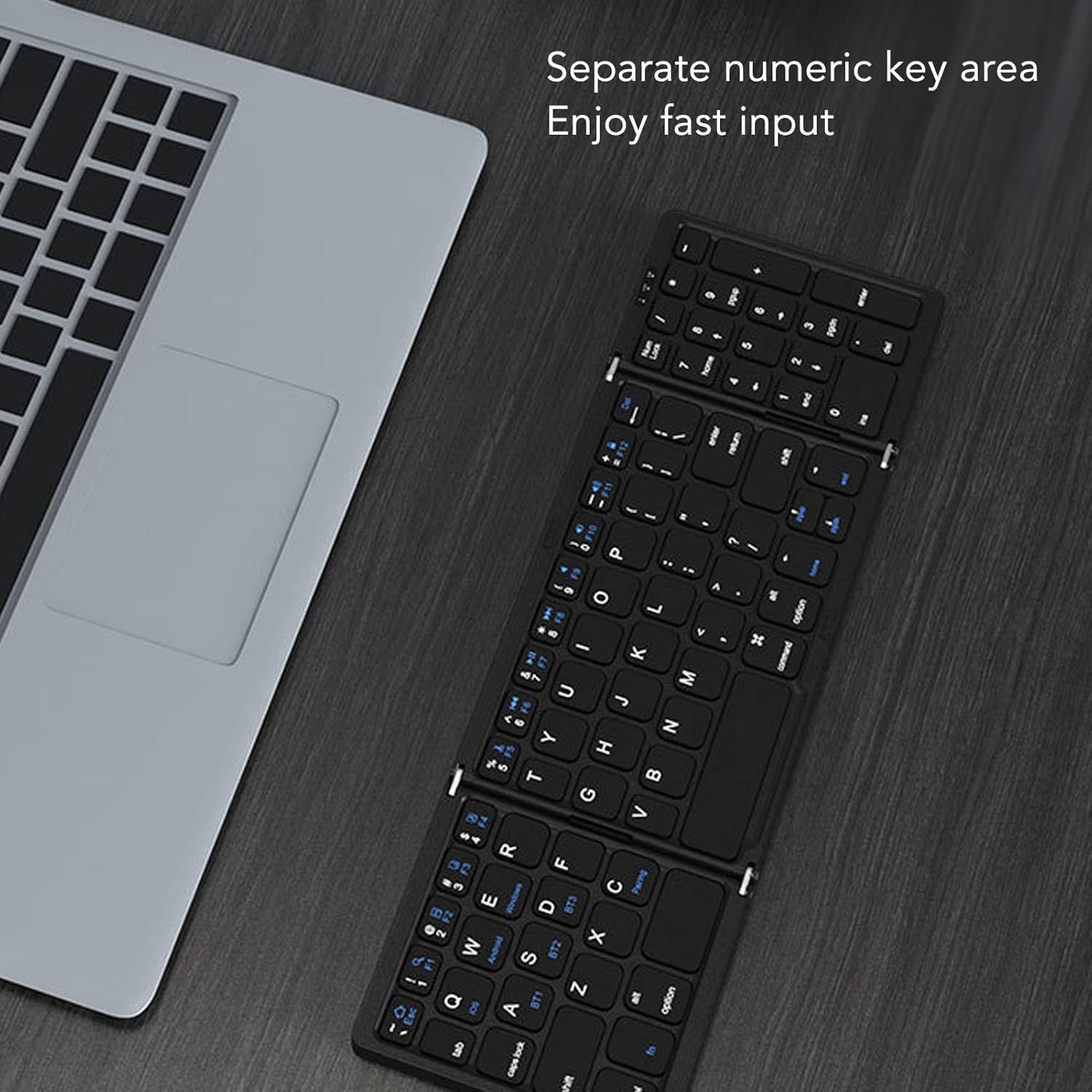 Denash Foldable Bluetooth Keyboard,Portable Pocket Size Wireless Keyboard,Folding Travel Keyboards with Numbpad for PC, Tablet and Laptop