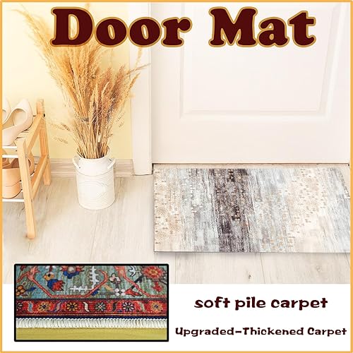 Miniatura 4 de Handytoolinc Alfombra bohemia de 5 x 7 pies, antideslizante, lavable, suave, vintage, para dormitorio, puerta, duradera, lavable a máquina, alfombra