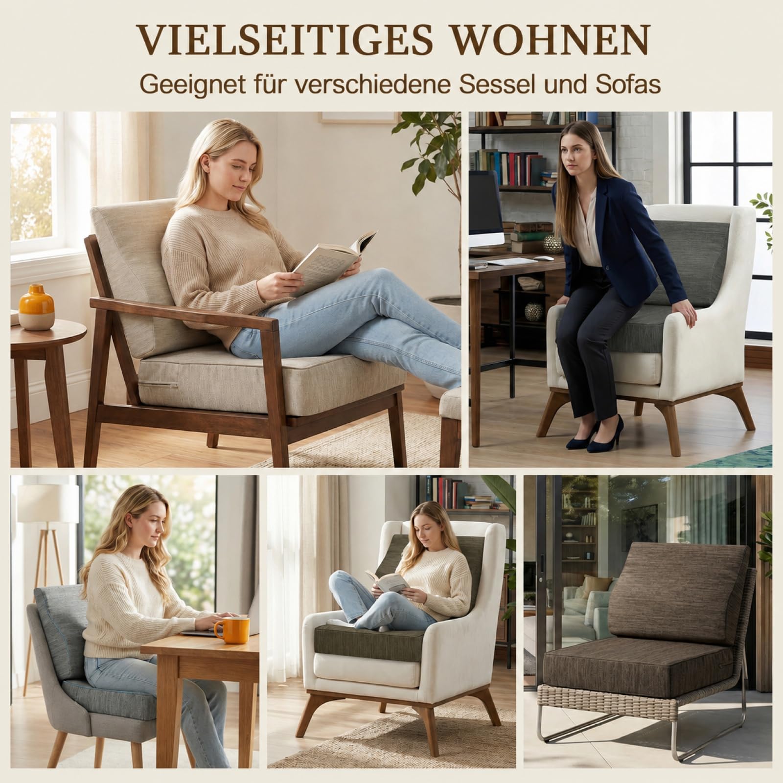 Shinnwa Gel-Memory-Foam Sesselauflage mit Lendenwirbelstütze für Senioren, 50x50x12.7 cm Doppelschicht-Design, Rutschfestes Sitzkissen für Relaxsessel, Entlastung von Schmerzen, Schwarz
