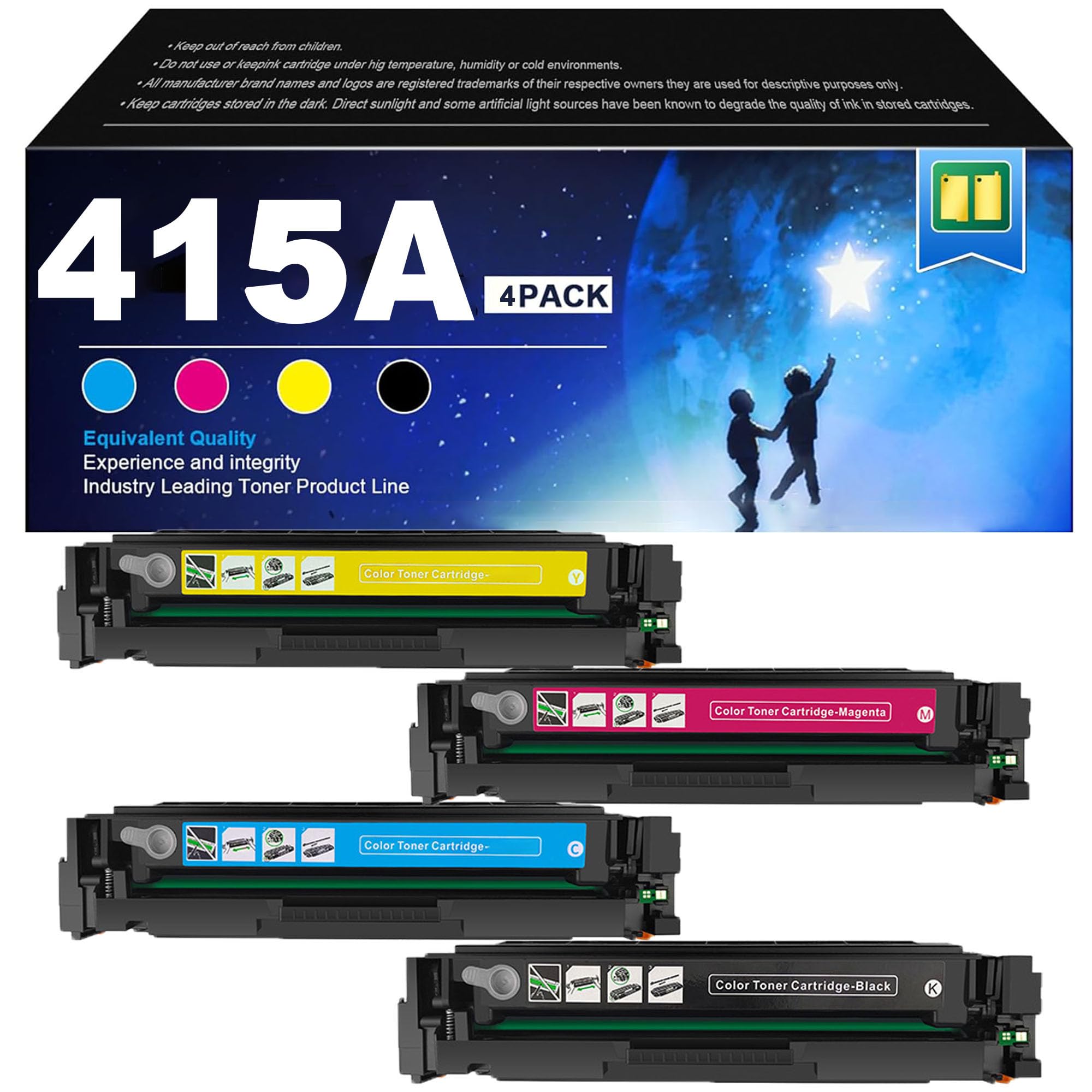 Cartucce toner di ricambio 415A stampanti per HP W2030A W2031A W2032A W2033A, compatibili con le stampanti per HP Color Laserjet Pro M454DN M454DW MFP M479DW M479FDN M479FDW,4Color-1 set