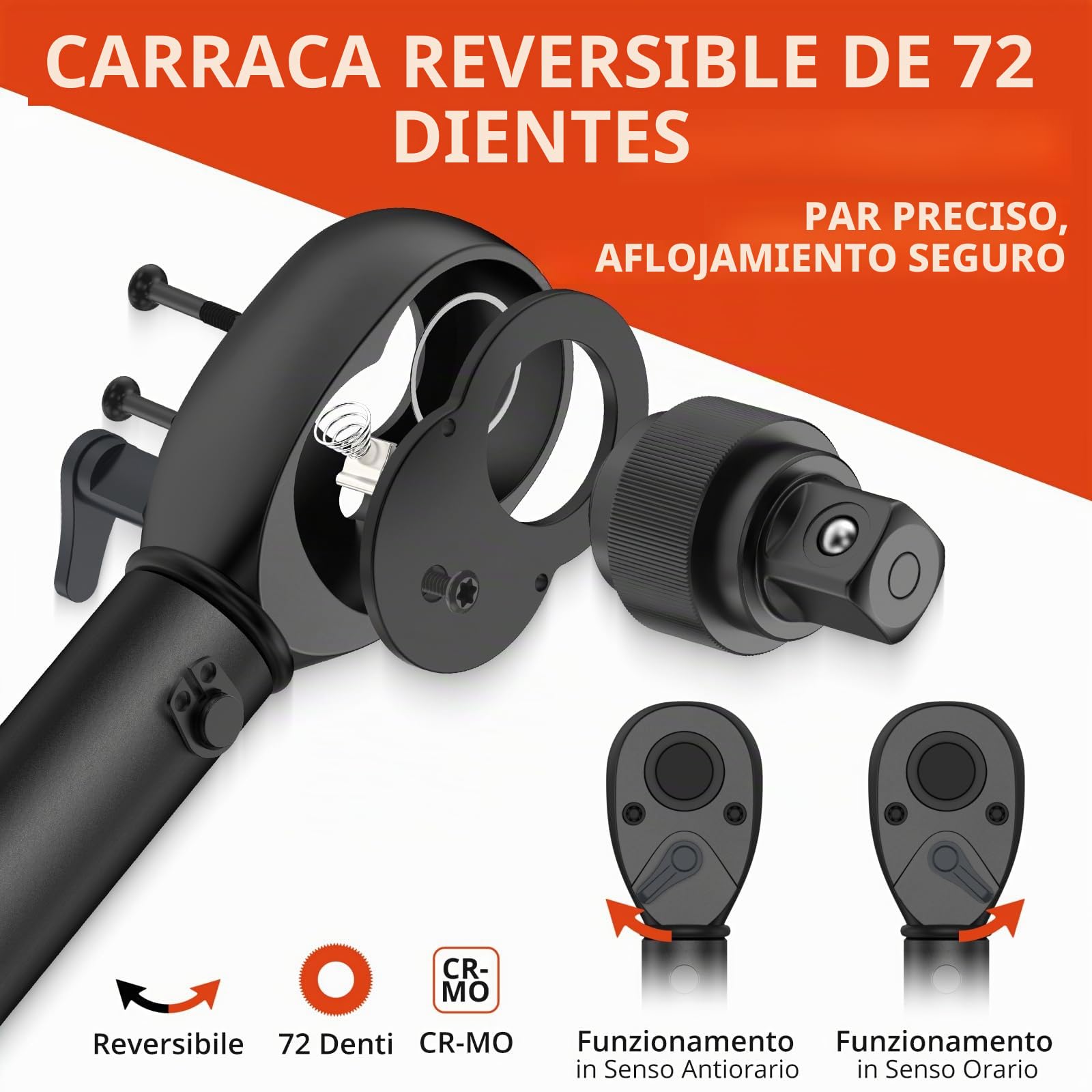 GETLITOOL Juego de Llaves Dinamométricas 1/4" 3/8" 1/2", de Acero al Cromo-molibdeno con Trinquete Reversible de 72 Dientes, 5-25 Nm, 10-60 Nm y 20-210 Nm