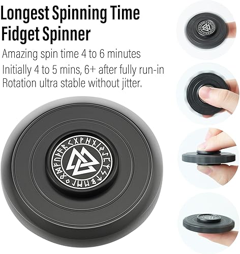 Miniatura 5 de FREELOVE Spinner de metal, giroscopio háptico de pirata vikingo, giro manual de acero inoxidable pesado, bloque pequeño de engranaje redondo,