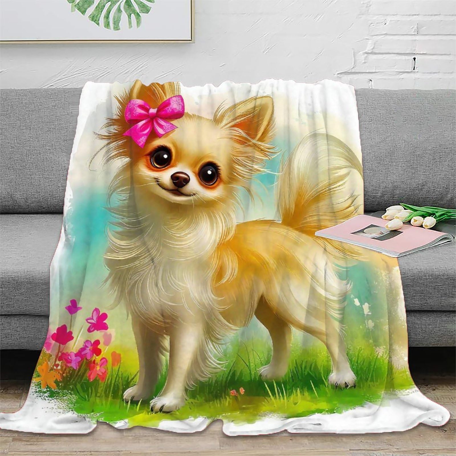 Couverture peluche chien imprimé 3D pour vos soirées cocooning sur le canapé