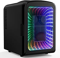 Antarctic Star 4L Mini Fridge with Gaming Light - Portable Compact Refrigerator for Bedroom, Car, Office, Dorm - Holds 6 Cans, Black