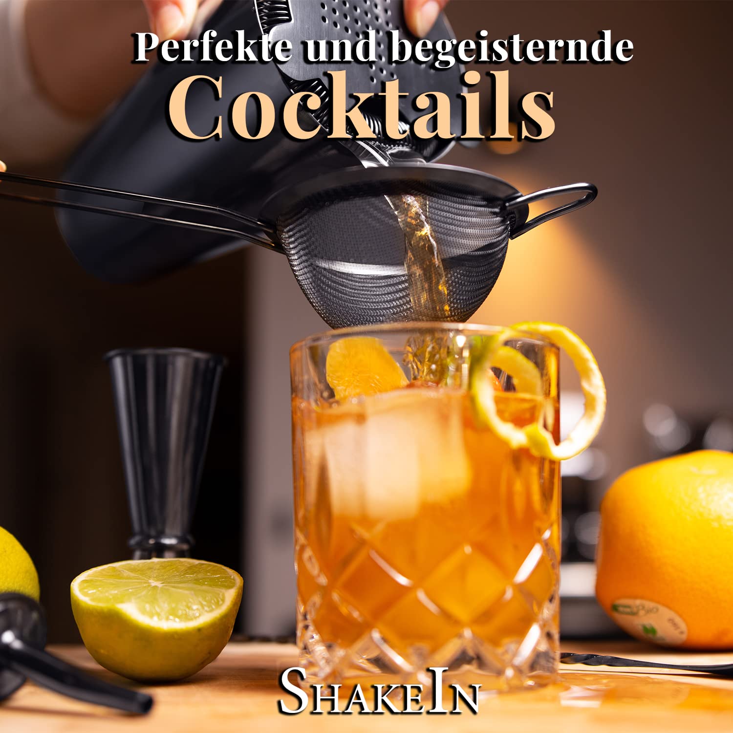 Cocktail Set 12-teilig | Edles Cocktail Shaker Set in Space Grey | Großes Cocktail Mix Set | 750ml Boston Shaker aus Edelstahl | Cocktailshaker Barkeeper Set | Bar Zubehör Shaker Cocktail Set