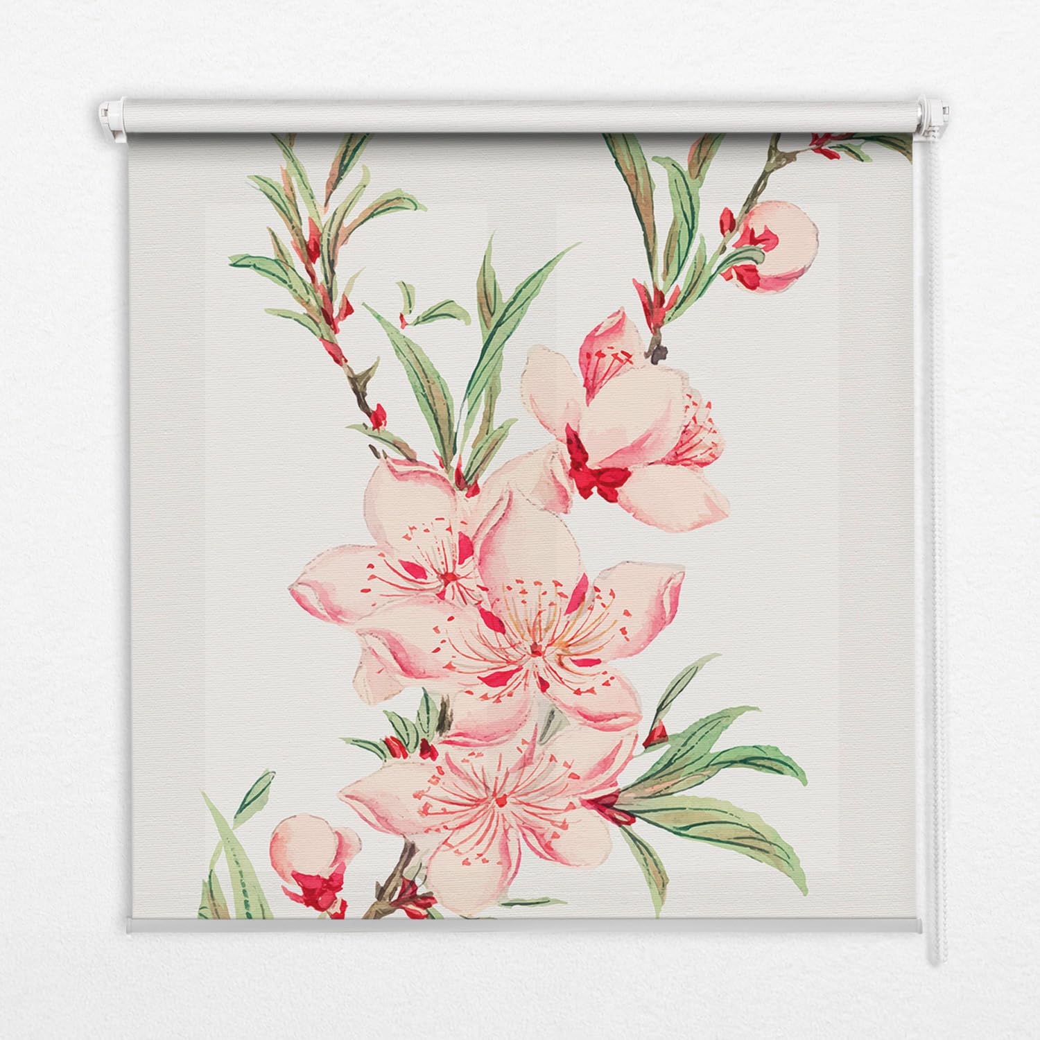Store enrouleur perméable fleur rose 140x180cm sans perçage Tulup